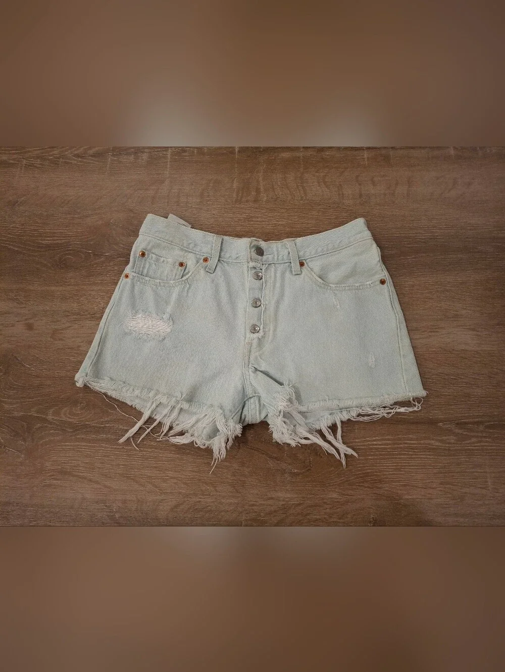 Levi’s 501 Original Women’s Denim Shorts Size 28 Bleach Wash Distressed